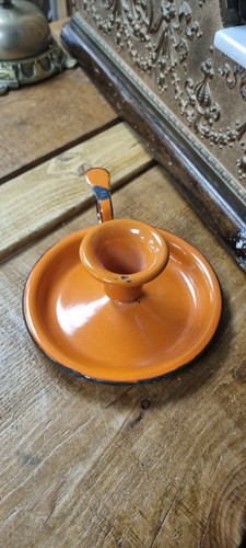 Vintage enamel orange candle - enamel,