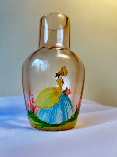 Vintage pink glass mini - , carafe