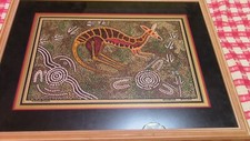 authentic framed Australian aboriginal art  Bulurru Kangaroo Hunting Tjinta