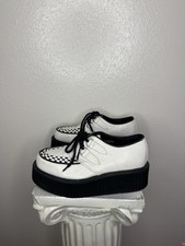 Demonia Creepers 502 Women's Size 7 White Platform Shoes Goth Grunge Punk