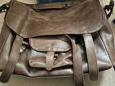 Vintage Retro Old School Brown Leather Satchel Music Book Bag