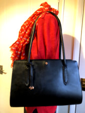 RADLEY 3 Divided Shoulder Handbag Black Leather with Dog Tag.