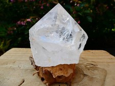 Large Clear Quartz Crystal Flat Cut Base 6 Sided Point  320g  73mm x 70mm Brazil