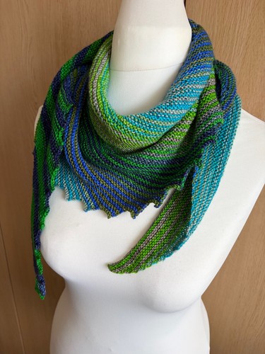 Hand knitted hitchhiker scarf - knitted,