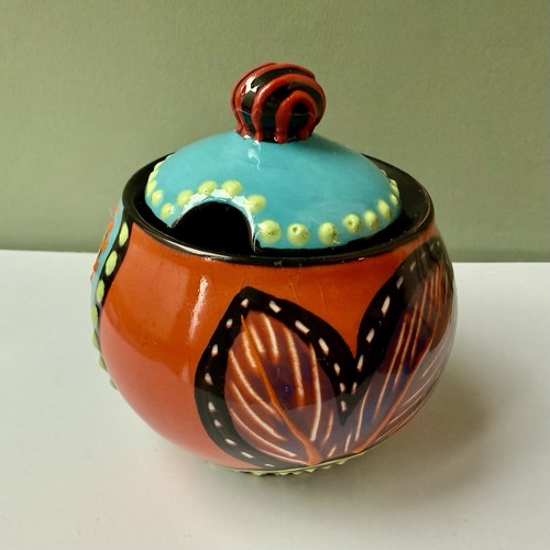 Hand painted ceramic sugar - hand,