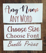 Rose Gold, Metallic Vinyl Labels, Stickers, Decals, Personalise, Name, Hinch