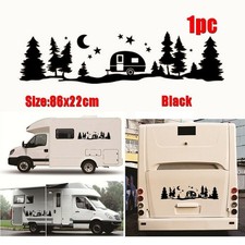 1 Pcs Black Star Moon Tree Vinyl Car RV Stickers UV Protected Washable 86x22cm