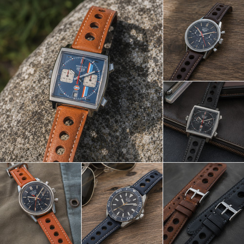 Genuine leather racing strap - genuine,