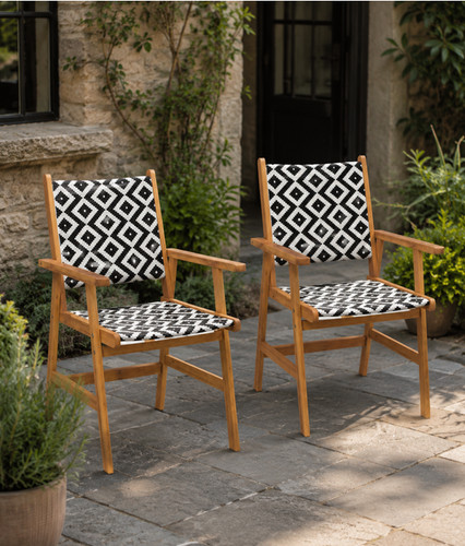 Pair wooden garden chairs - pair,
