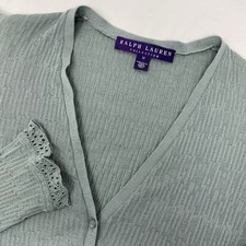 Ralph Lauren Collection Purple Label Women M Silk Cashmere Green Puff Sleeve Top