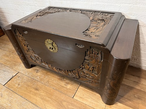 Vintage chinese chest carved - chinese,