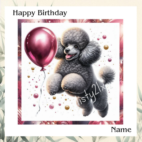 Personalised poodle greeting - poodle,
