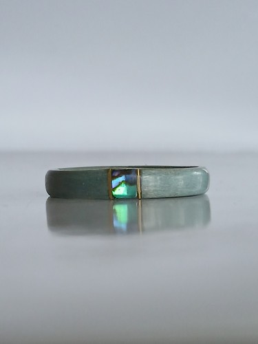 Handcrafted bentwood ring blue - bentwood,