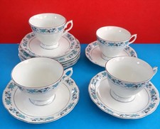 12pc China Tea Set Blue Green