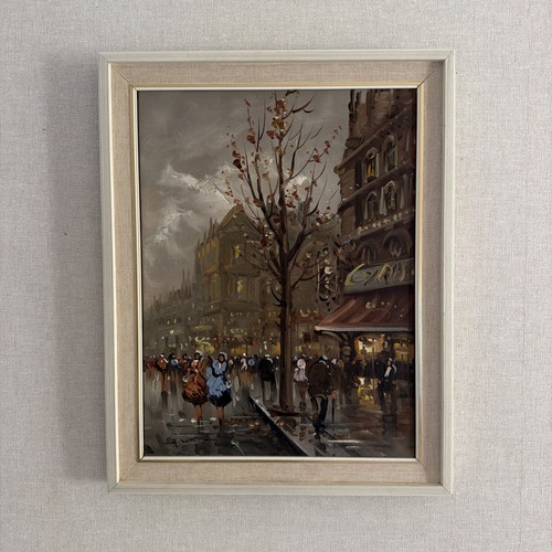 Mcm mid century oil canvas - on,