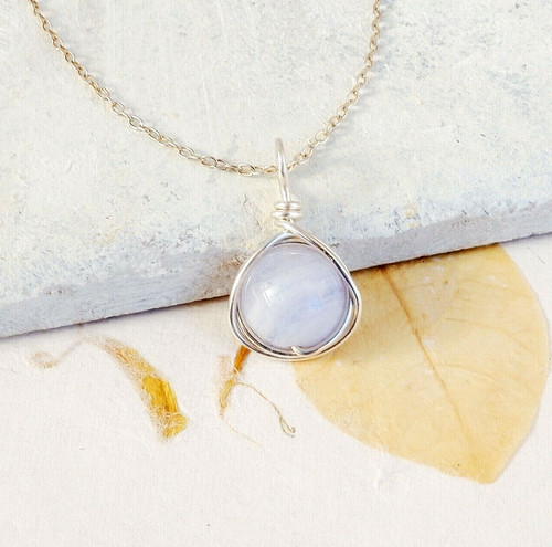 Blue lace agate - blue, pendant