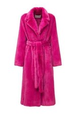STAND STUDIO JULIET ECO FAUX FUR LONG COAT IN HOT PINK SIZE 36 / UK 8
