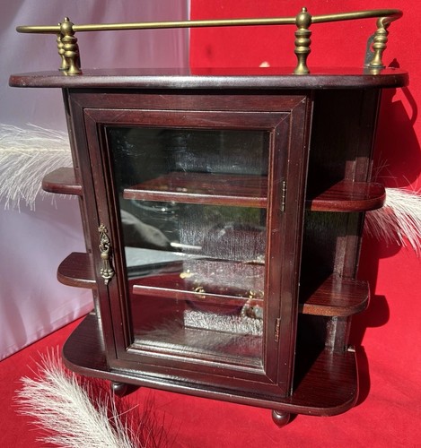 Vintage mahogany curio cabinet - curio,