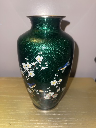 Green ginbari cloisonné vase - green,