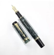 Parker Duofold Centennial Green Marble Fountain Pen 18k Nib, VGC