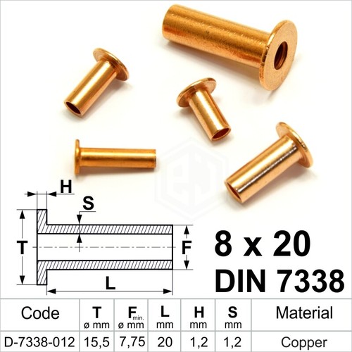 Solid copper flat head - solid, rivets