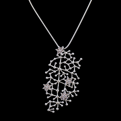 Silver zircon necklace - silver,