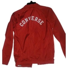 Vintage Converse Windbreaker Button Down Jacket Red Youth L 12-13yrs