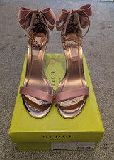 Ted Baker Oversized Bow Sandal Heels Baby Pink UK Size 6