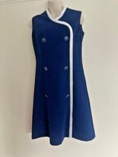 Lovely 1960s 60s dress UK 8 navy and white true vintage mod gogo twiggy vgc