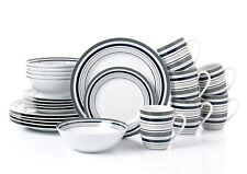 24pc Brompton Grey Stripe Dinner Set