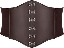 Women's Large Brown Elasticated Vintage Waspie Waist Belt Corset Steampunk Fairy