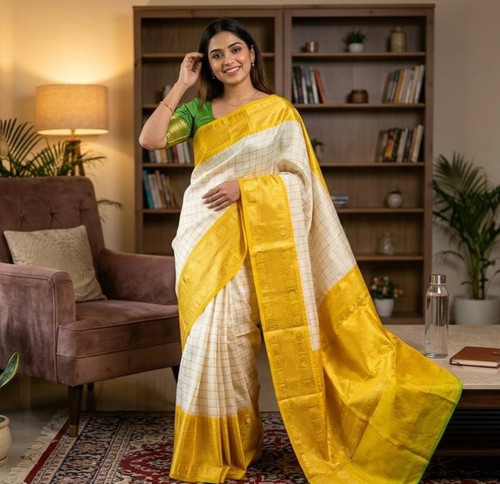 Banarasi silk haldi - , saree