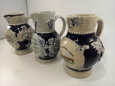 German Stoneware Stein Pitcher Set of 3 Small 14cm Tall VGC Vintage 