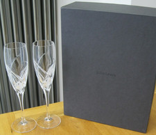 2x John Lewis Grosseto Cut Lead Crystal Champagne Flutes -Unused/Boxed