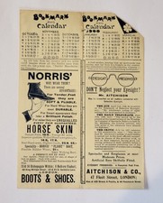 Rare antique 1900 foldout Hayman/Bumstead shop advertising calendar bookmark