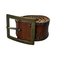 Energie Genuine Leather Studded Brown Belt Men Size 36