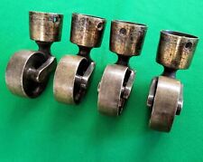 Set 4 rare brass very large heavy-duty original antique cup castors table 2"