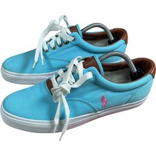 Polo Ralph Lauren Vaughn Trainers Men's 9 Blue Leather Fabric  Casual Deck Shoes