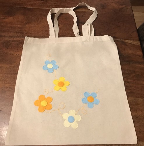 Hand appliqued floral tote - floral,