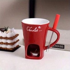 Chocolate Fondue Mugs,Premium Chocolate Fondue Coffee Cup with Fork Melting Mug