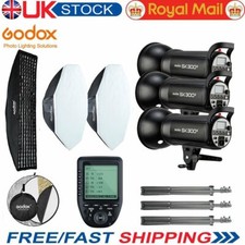 3*Godox SK300II Studio Strobe Flash Light Head +Trigger+Softbox +Light Stand Kit