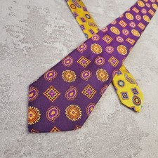 Duchamp Luxury Silk Tie Pattern Purple Yellow Floral Paisley Pattern Hand Made