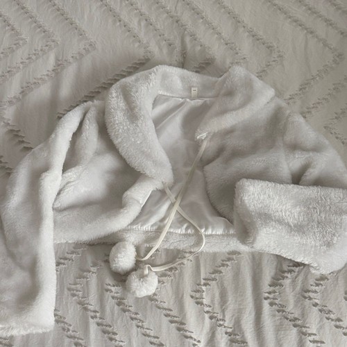 Girls white plush faux - girls, fur