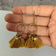 tassle Tassel Gold fur hopp earrings