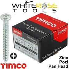TIMCO Self Tapping Drilling Screws Zinc Metal Pan Head Tappers Pozi Choose Size