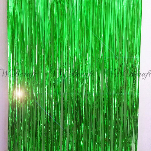 Green metallic foil fringe - metallic,