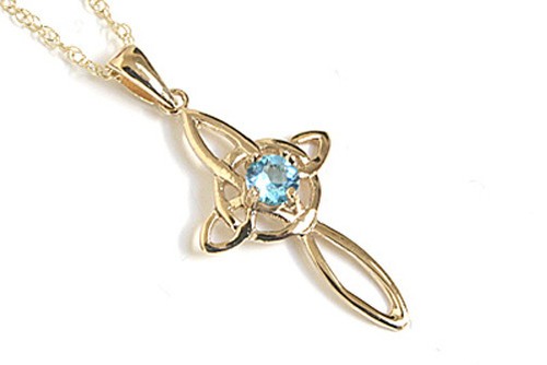 9ct gold blue topaz celtic - gold,