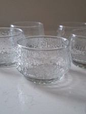 Vintage Ravenhead SIESTA Sundae Dishes x6  Glass Bark Effect Dessert Bowls