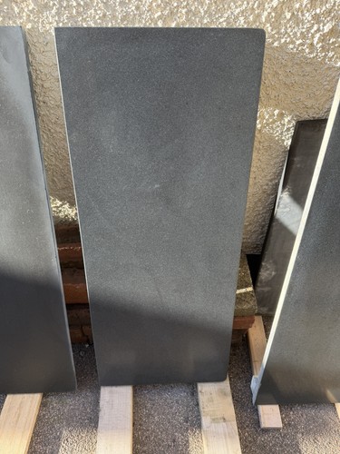 Flat honed granite fireplace - flat,