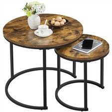 Round Nesting Coffee Table Set of 2, Stacking End Side Table with Meta READ DESC